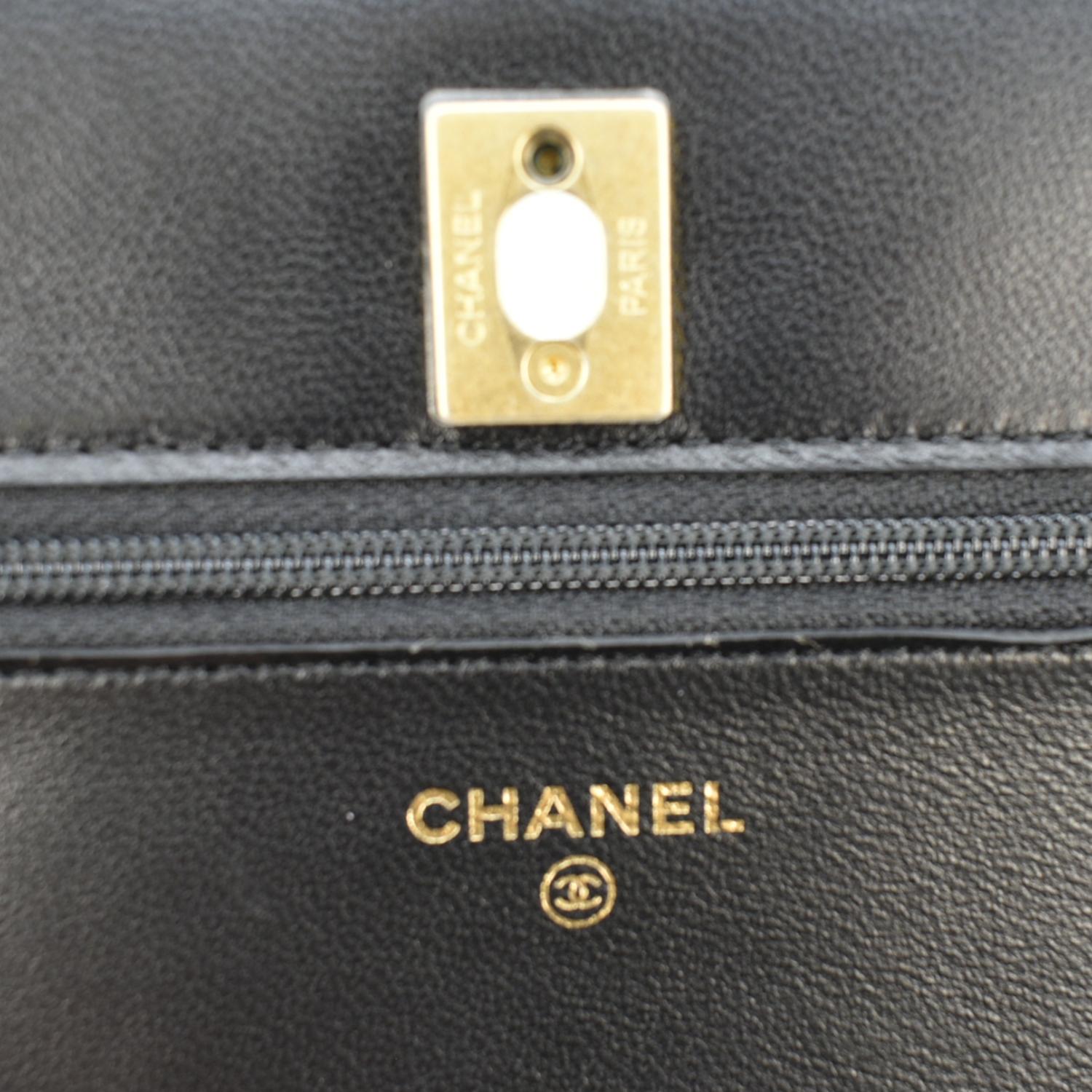 Chanel CC Pearl Crush WOC Lambskin Quilted Leather Crossbody Bag Black