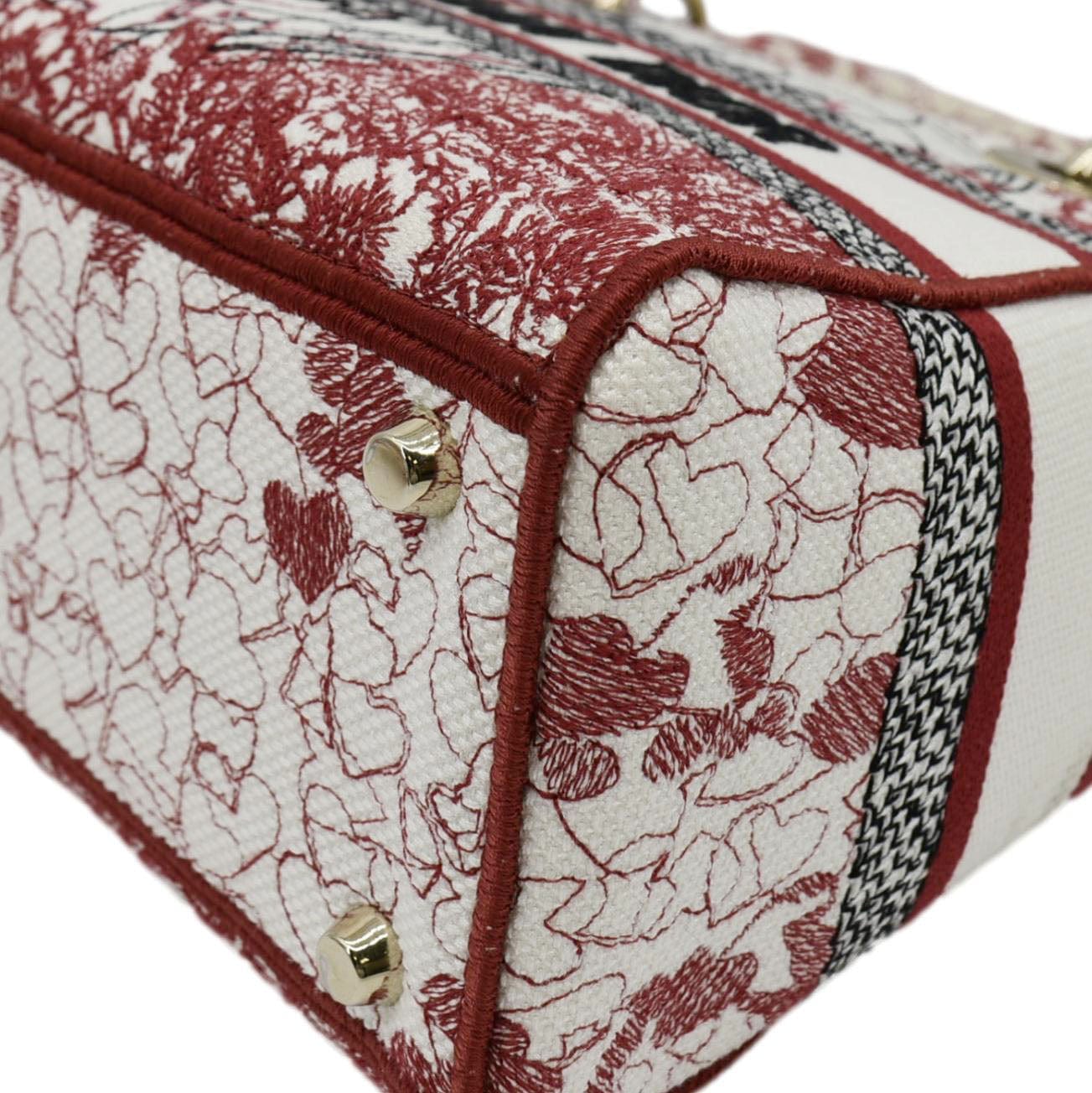 CHRISTIAN DIOR Lady D-Lite Medium Diormour D-Royaume dAmour Motif Canvas Crossbody Bag Multicolor