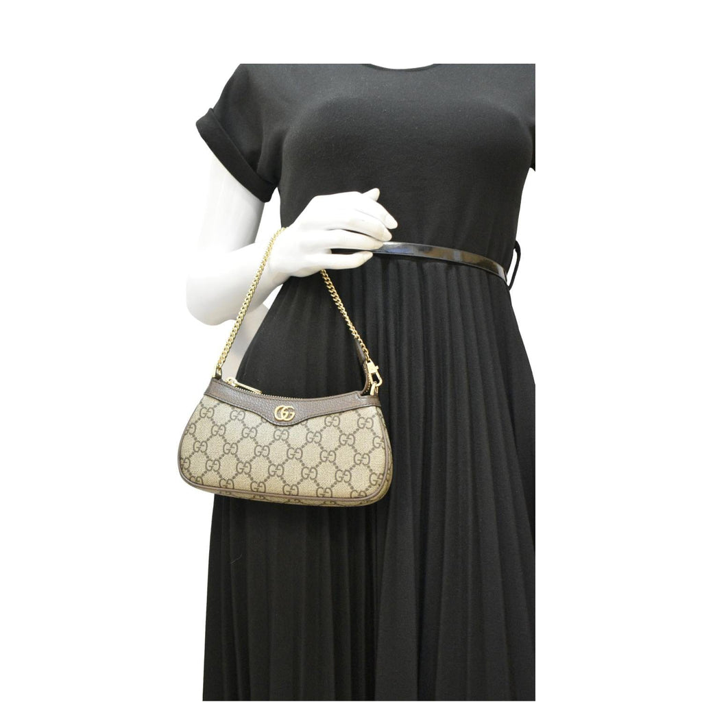 GUCCI Ophidia Mini Gucci Supreme Canvas Shoulder Bag Beige 764960