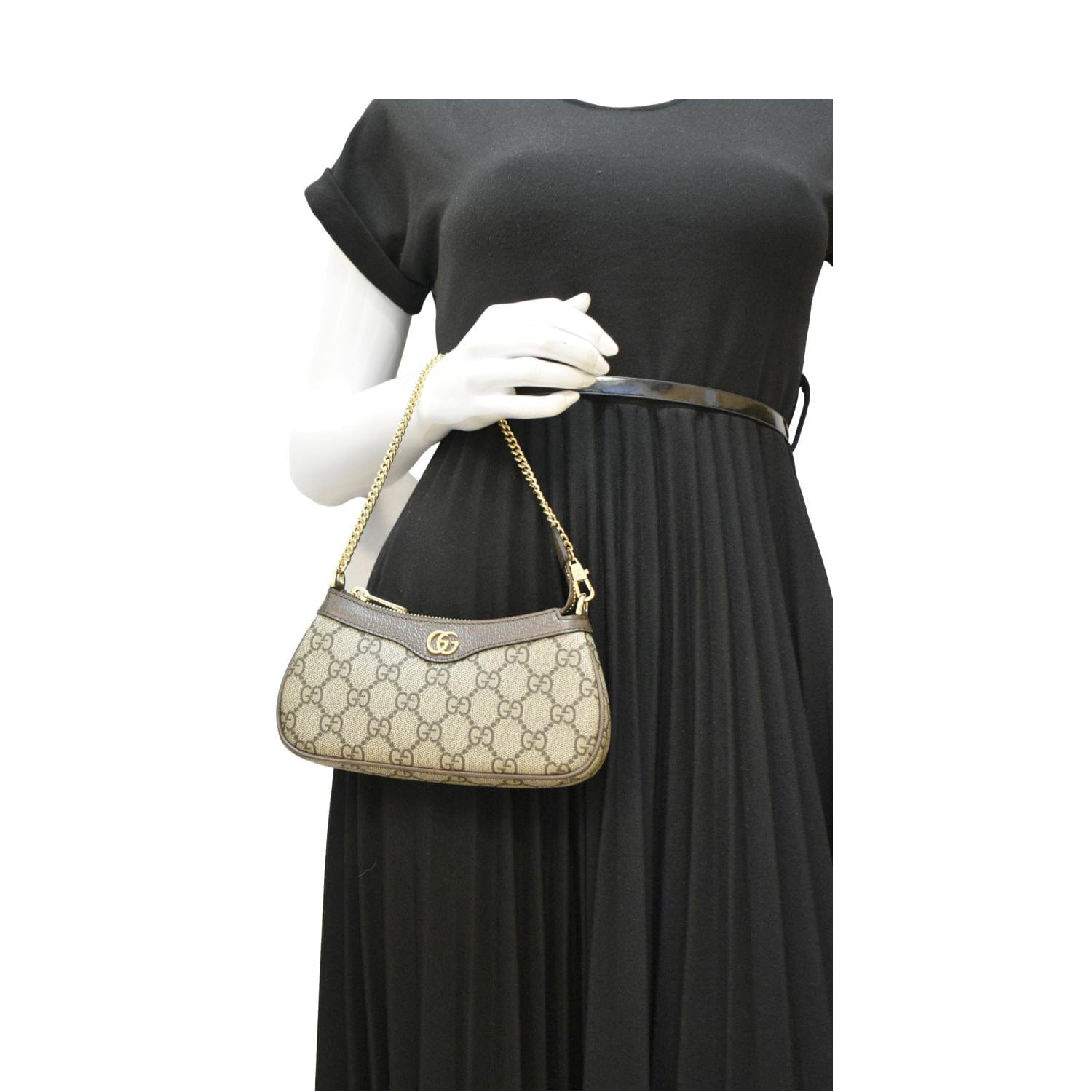 GUCCI Ophidia Mini Gucci Supreme Canvas Shoulder Bag Beige 764960