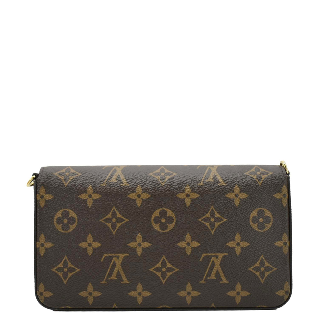 LOUIS VUITTON Felicie Monogram Canvas Pochette Crossbody Bag Brown
