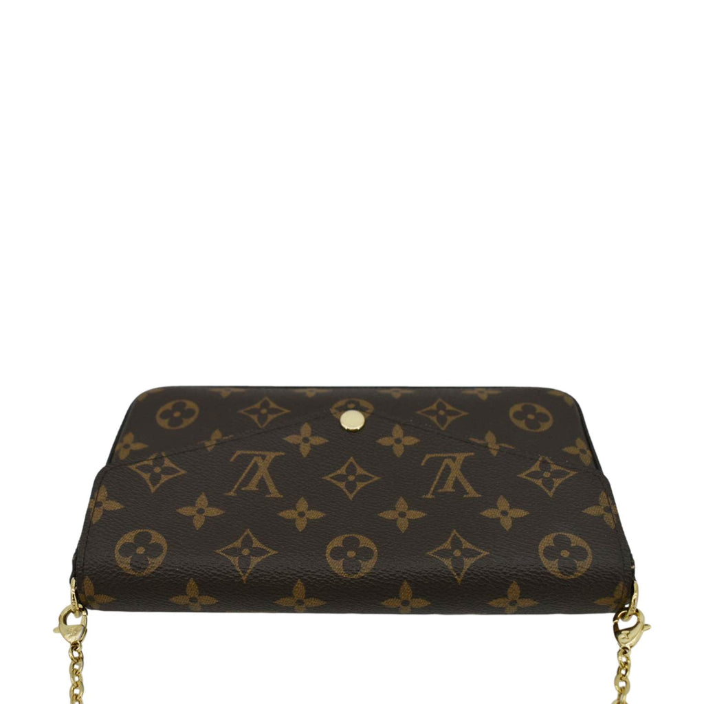 LOUIS VUITTON Felicie Monogram Canvas Pochette Crossbody Bag Brown