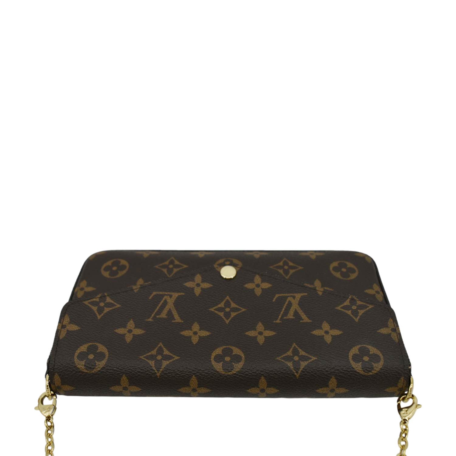 LOUIS VUITTON Felicie Monogram Canvas Pochette Crossbody Bag Brown