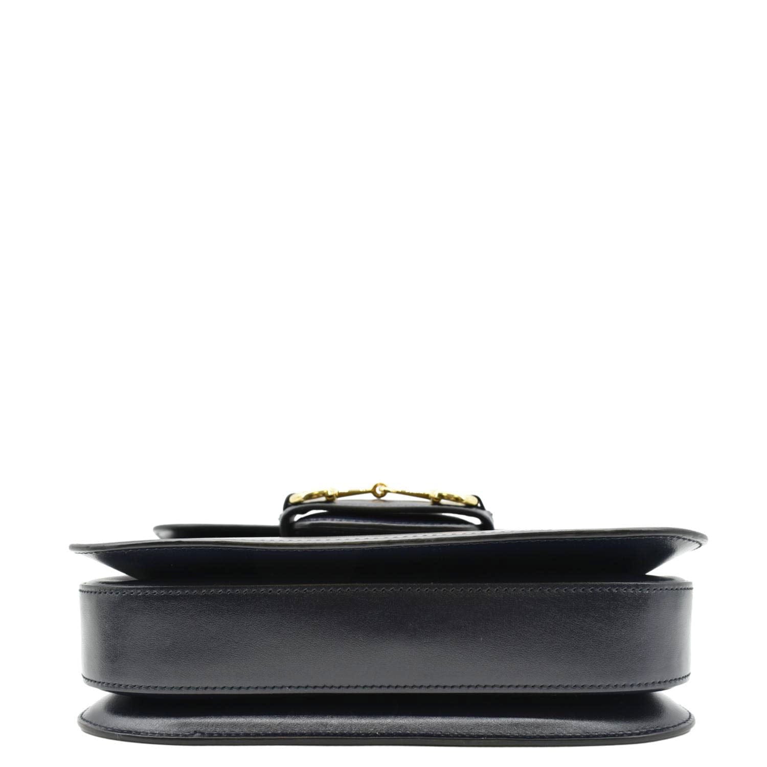 GUCCI Horsebit 1955 Small Leather Shoulder Bag Navy 602204