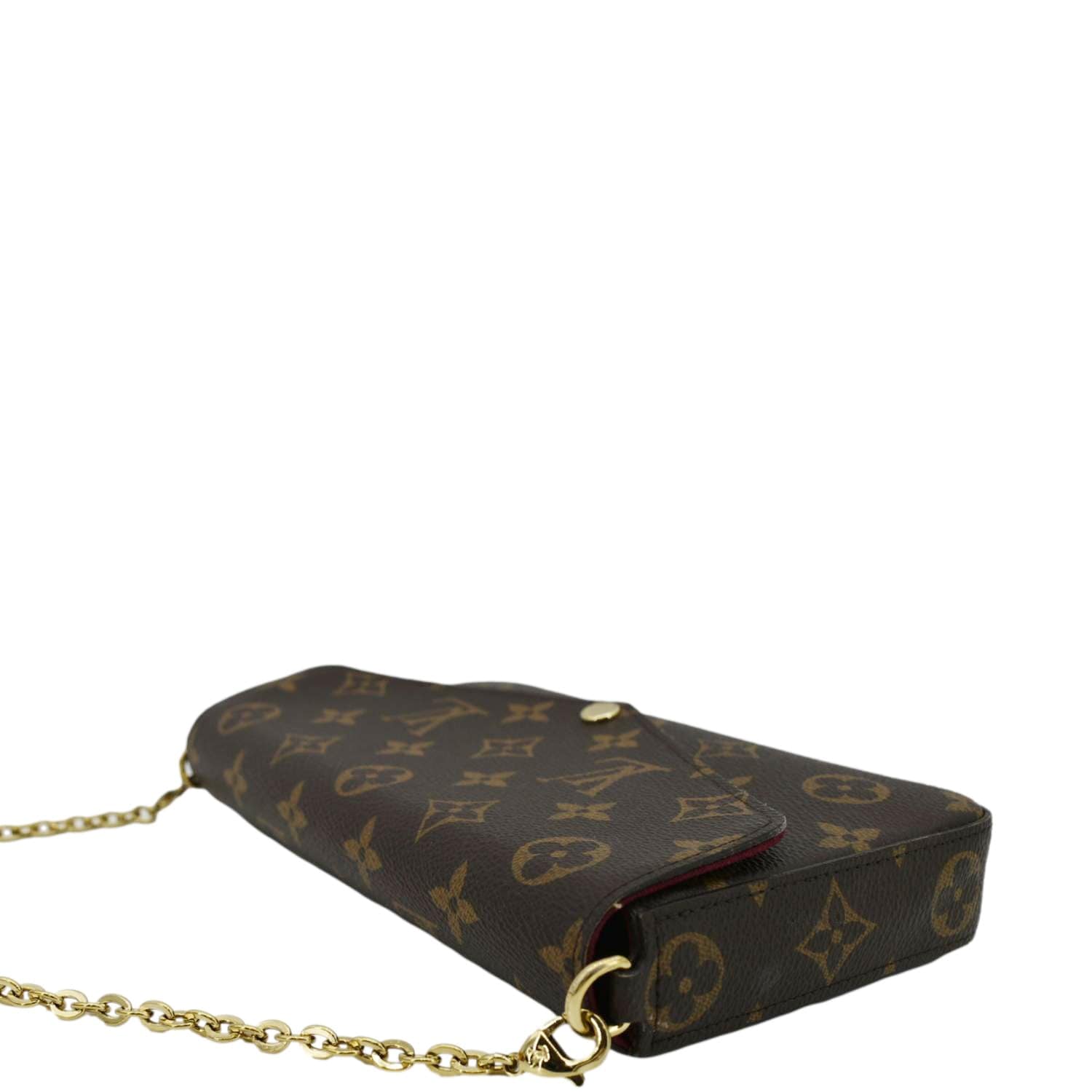 LOUIS VUITTON Felicie Monogram Canvas Pochette Crossbody Bag Brown