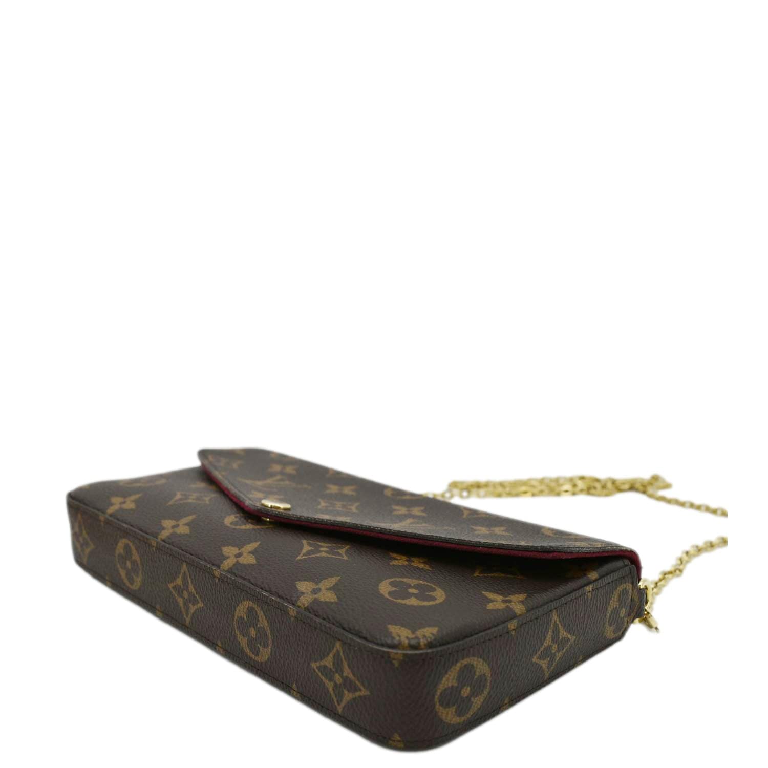 LOUIS VUITTON Felicie Monogram Canvas Pochette Crossbody Bag Brown