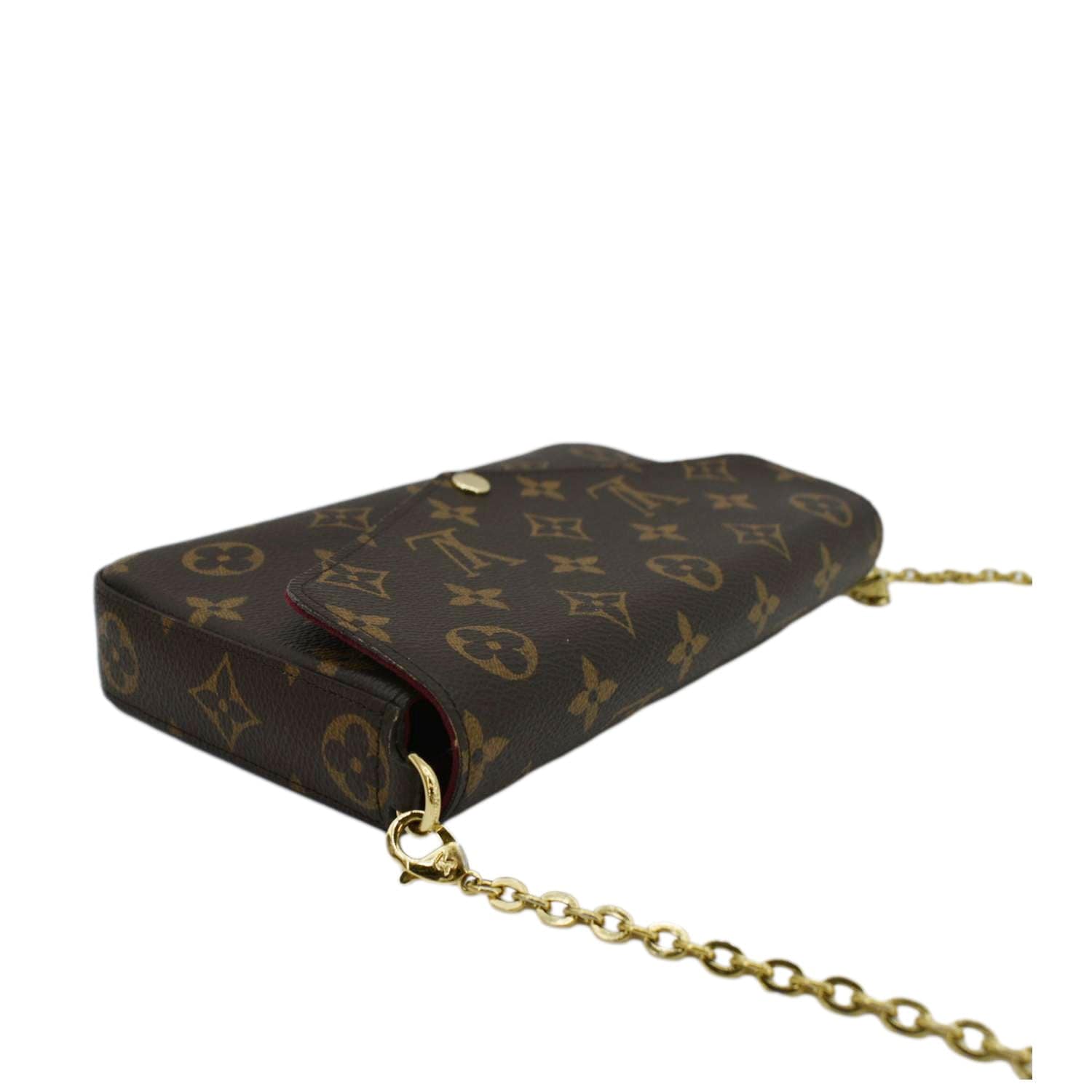 LOUIS VUITTON Felicie Monogram Canvas Pochette Crossbody Bag Brown
