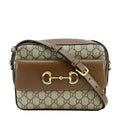 GUCCI Horsebit 1955 Small Gucci Supreme Canvas Shoulder Bag Beige 645454