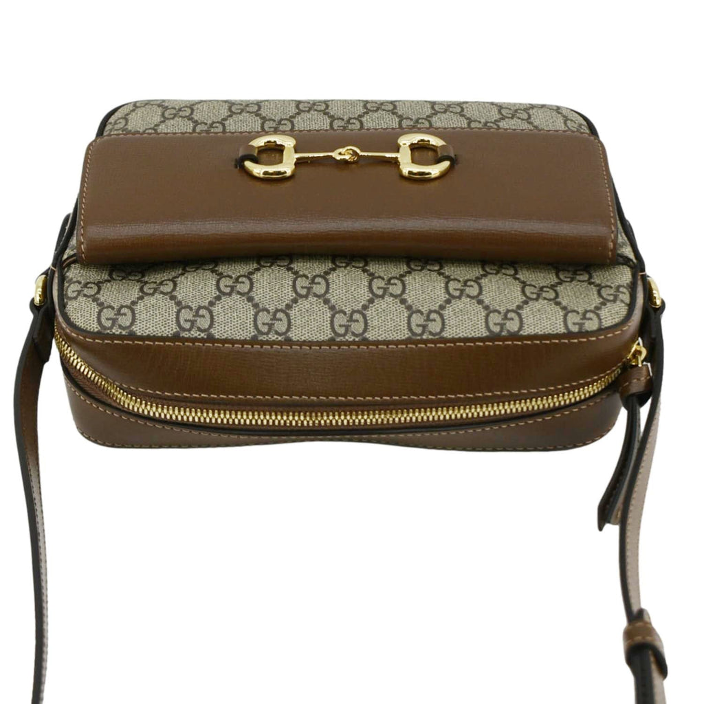 GUCCI Horsebit 1955 Small Gucci Supreme Canvas Shoulder Bag Beige 645454