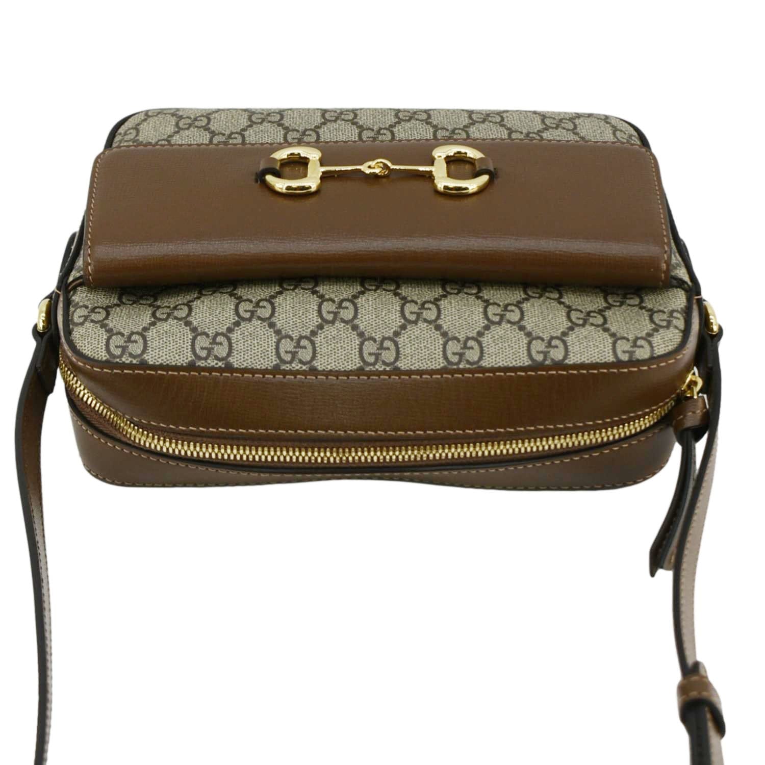 GUCCI Horsebit 1955 Small Gucci Supreme Canvas Shoulder Bag Beige 645454