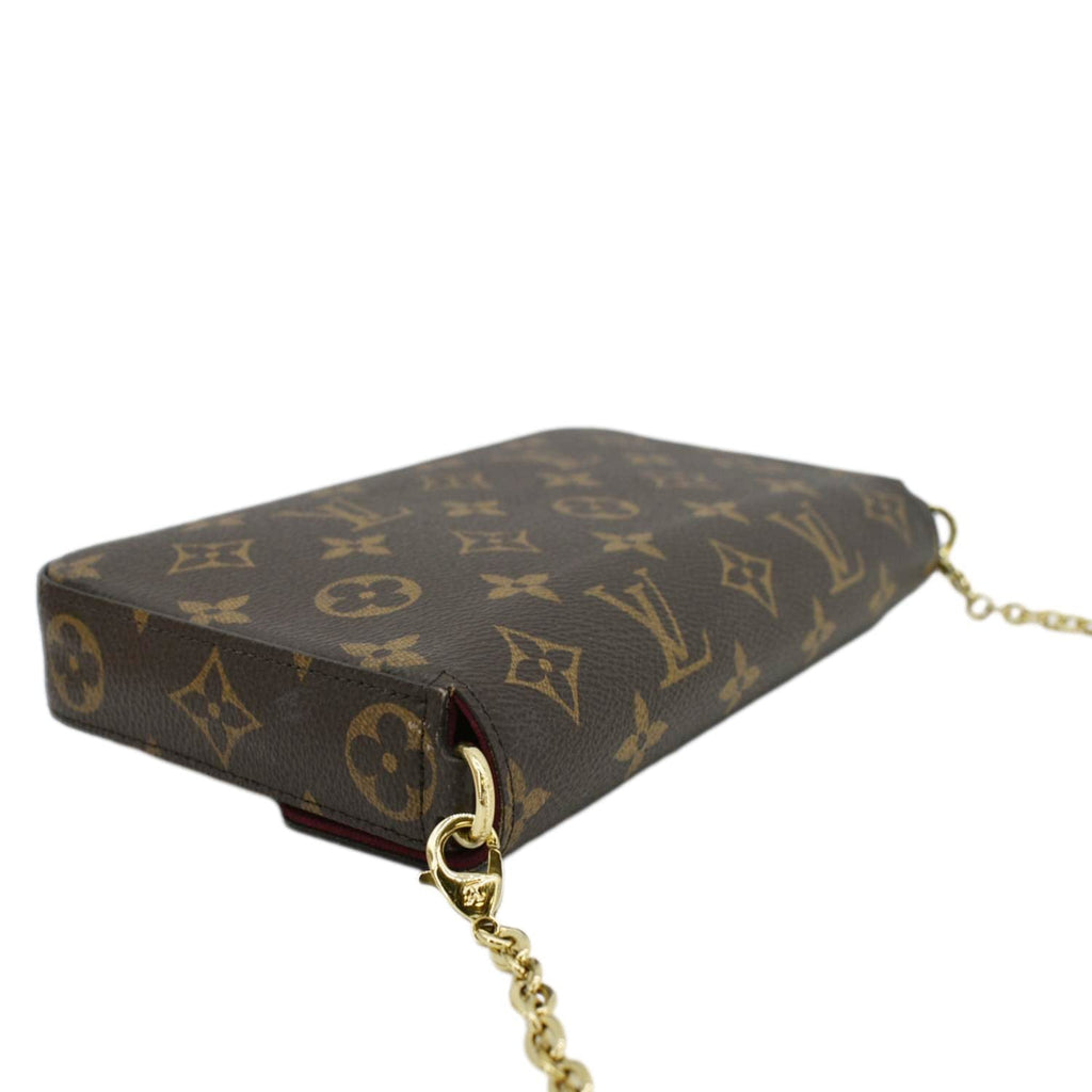 LOUIS VUITTON Felicie Monogram Canvas Pochette Crossbody Bag Brown