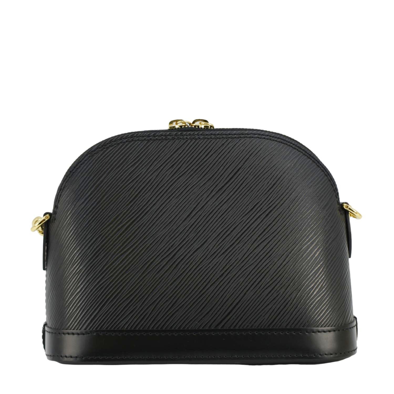 LOUIS VUITTON Alma BB Epi Leather Satchel Bag Black