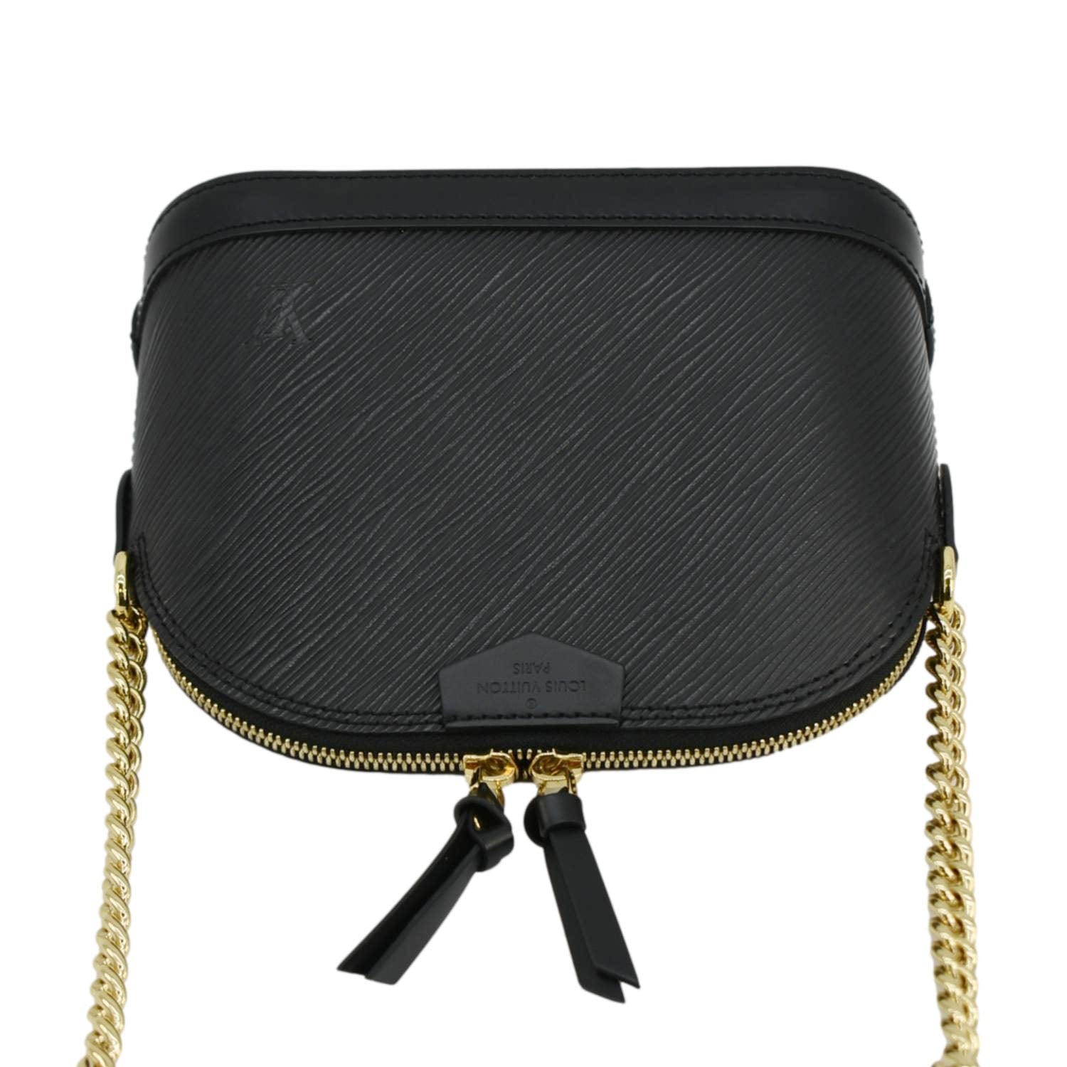 LOUIS VUITTON Alma BB Epi Leather Satchel Bag Black