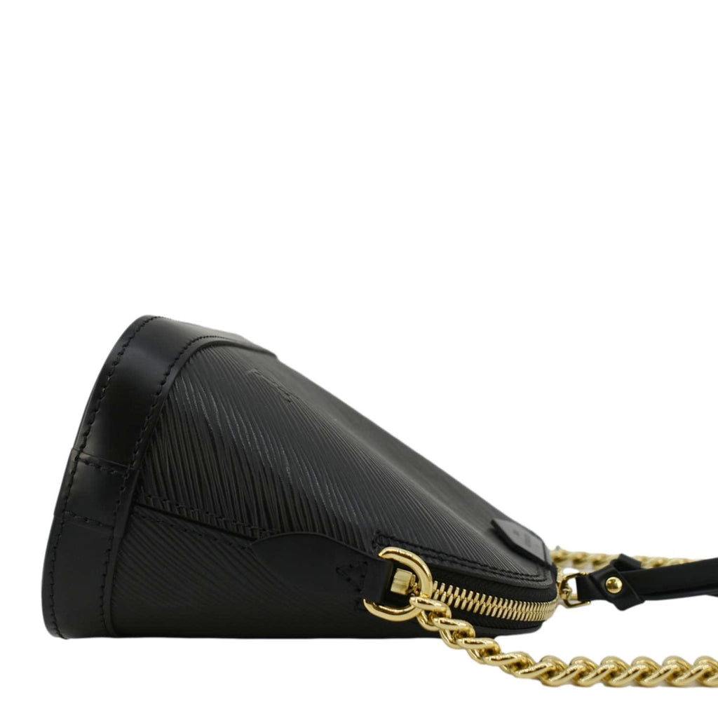 LOUIS VUITTON Alma BB Epi Leather Satchel Bag Black