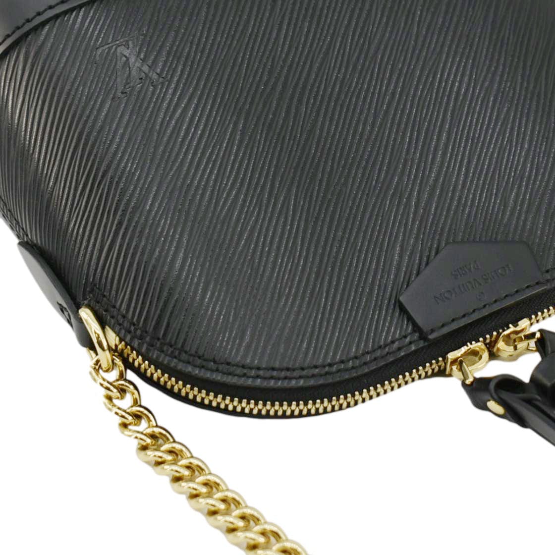 LOUIS VUITTON Alma BB Epi Leather Satchel Bag Black
