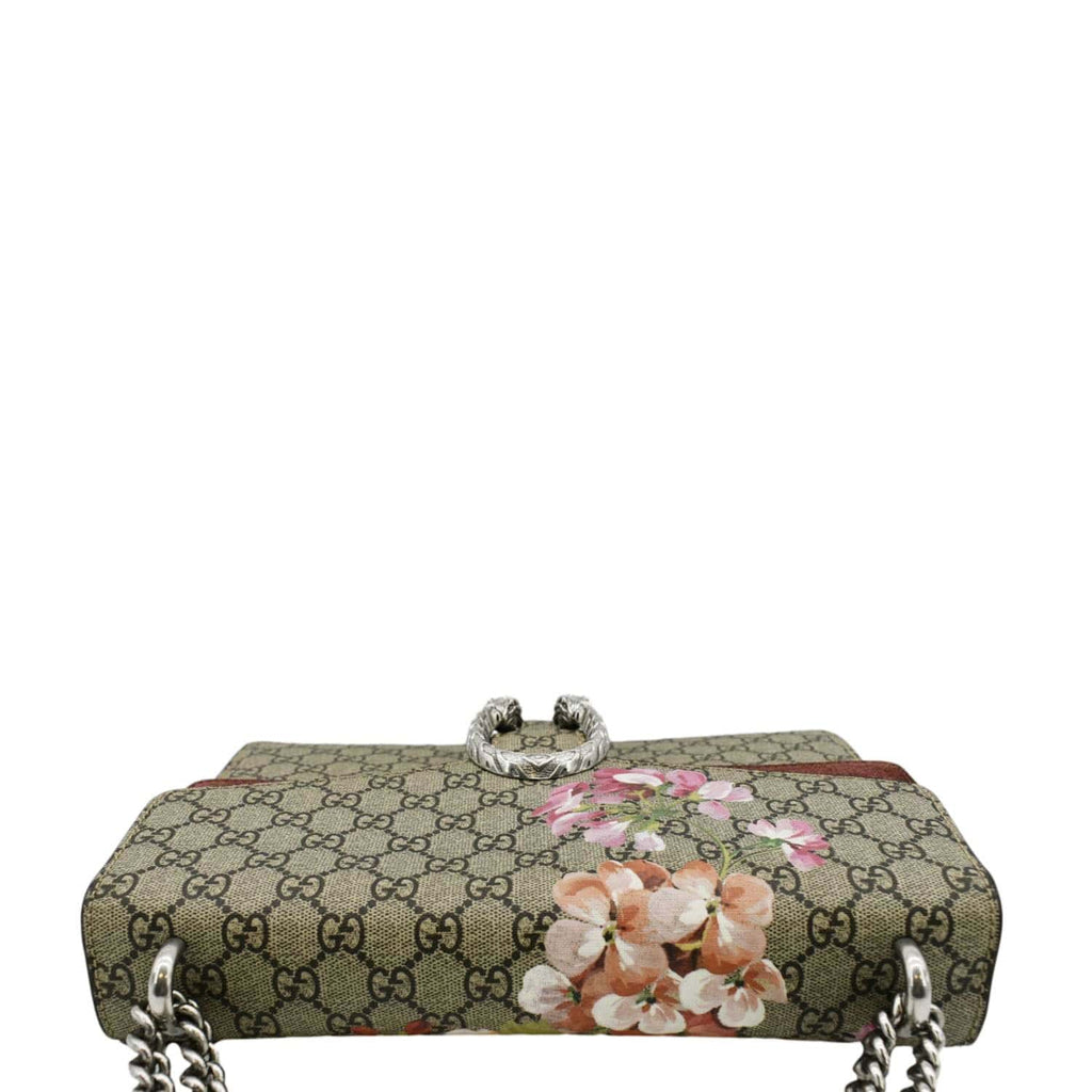 GUCCI Dionysus Medium Blooms Gucci Supreme Canvas Chain Shoulder Bag Beige 400235