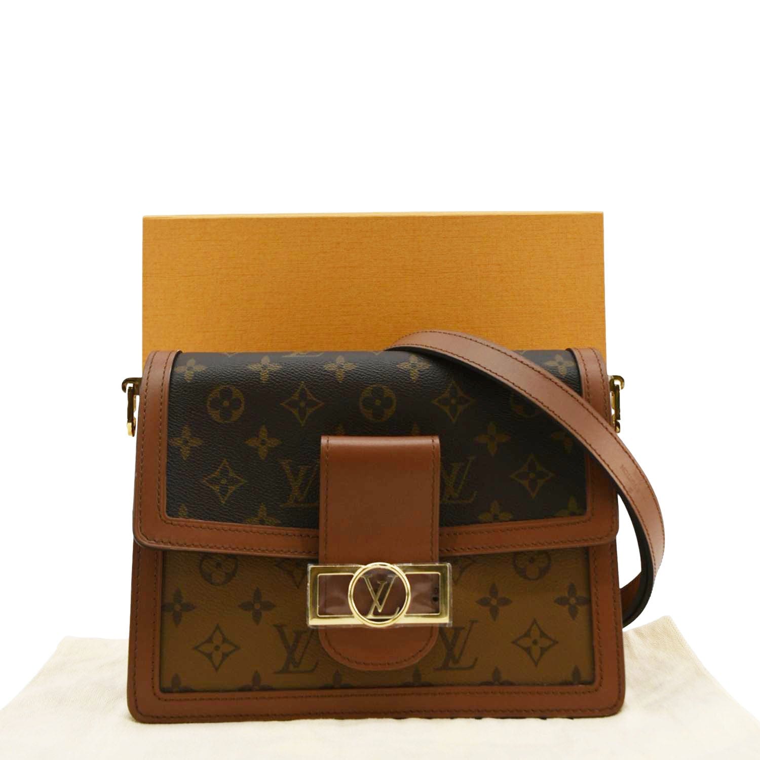 LOUIS VUITTON Dauphine MM Monogram Reverse Canvas Shoulder Bag Brown