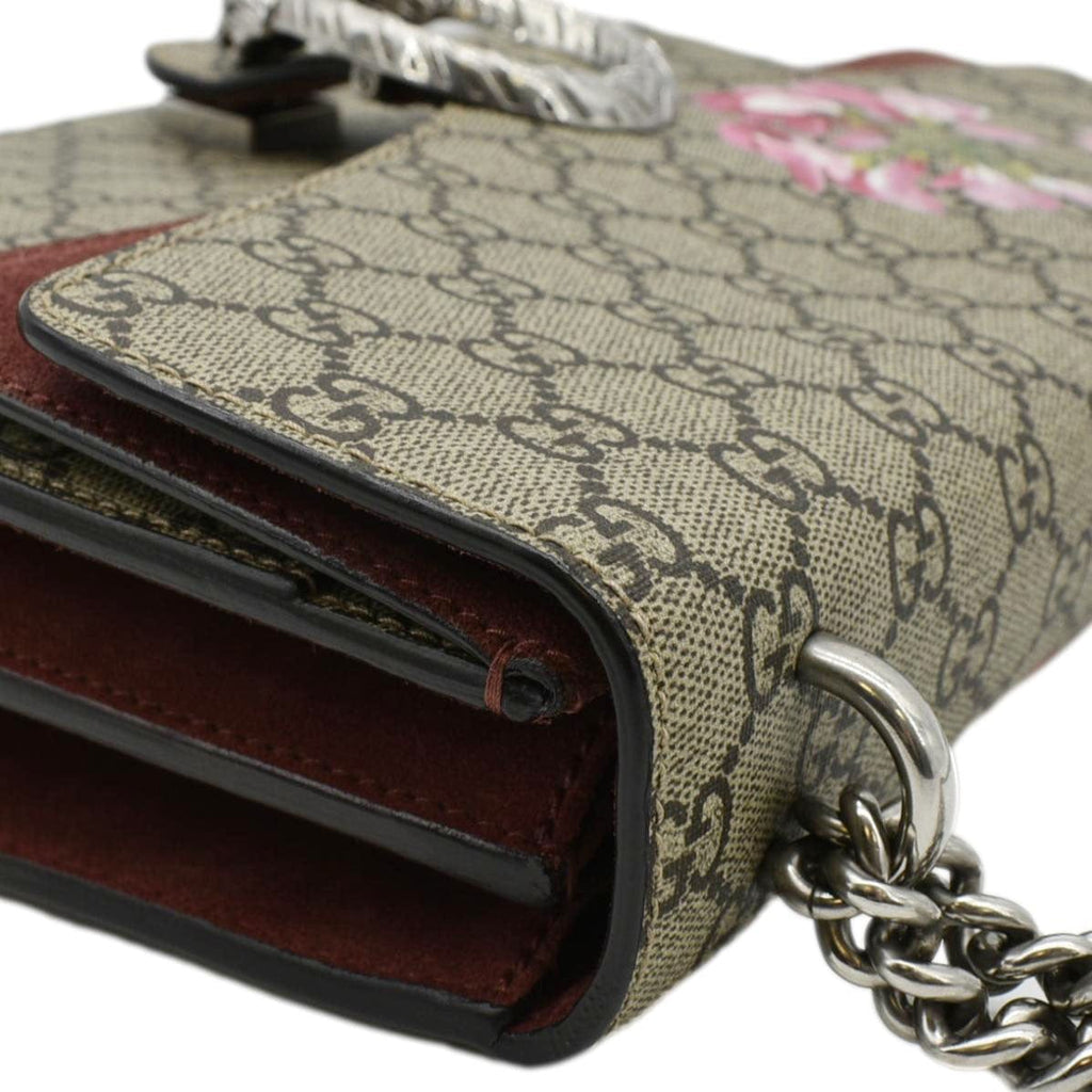 GUCCI Dionysus Medium Blooms Gucci Supreme Canvas Chain Shoulder Bag Beige 400235