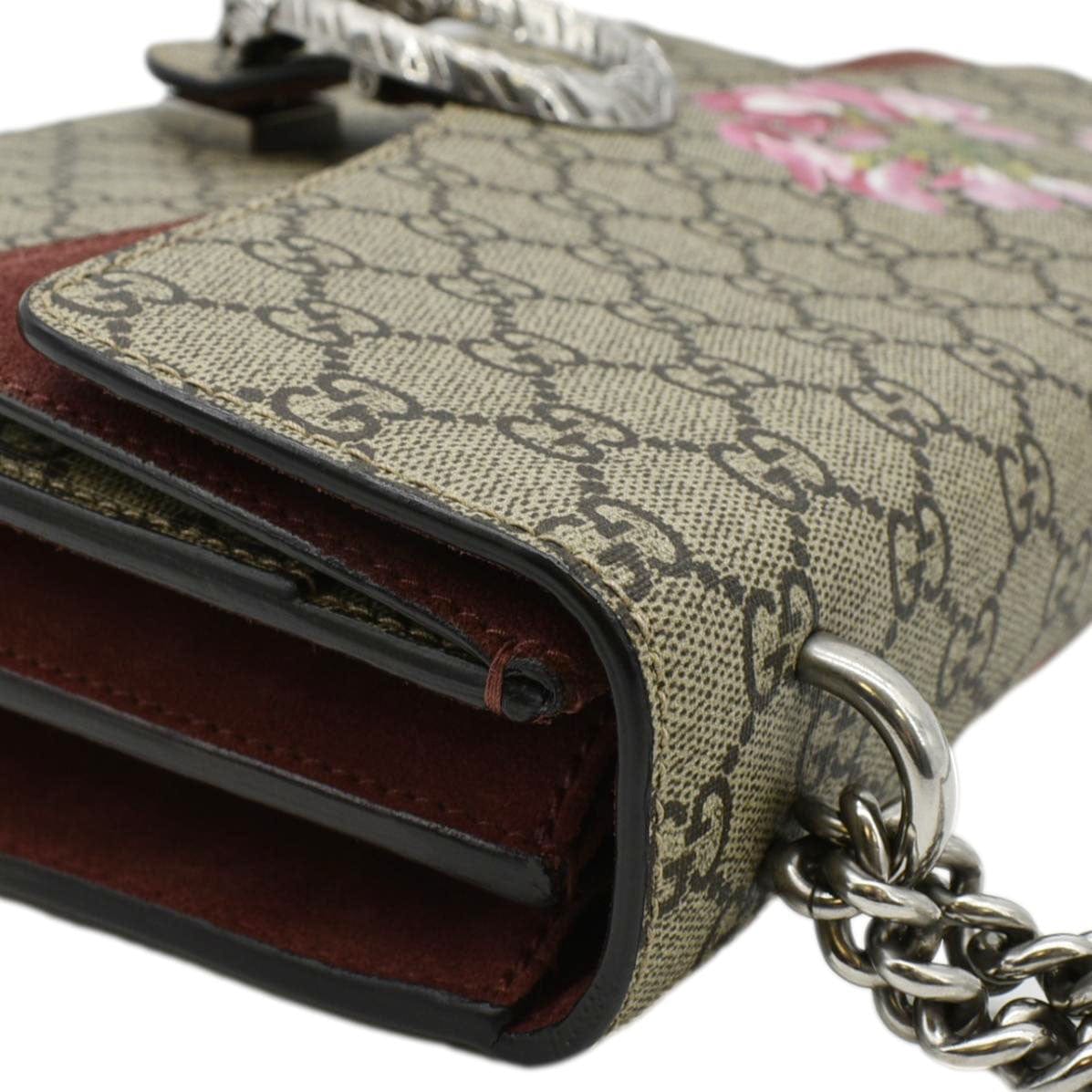 GUCCI Dionysus Medium Blooms Gucci Supreme Canvas Chain Shoulder Bag Beige 400235