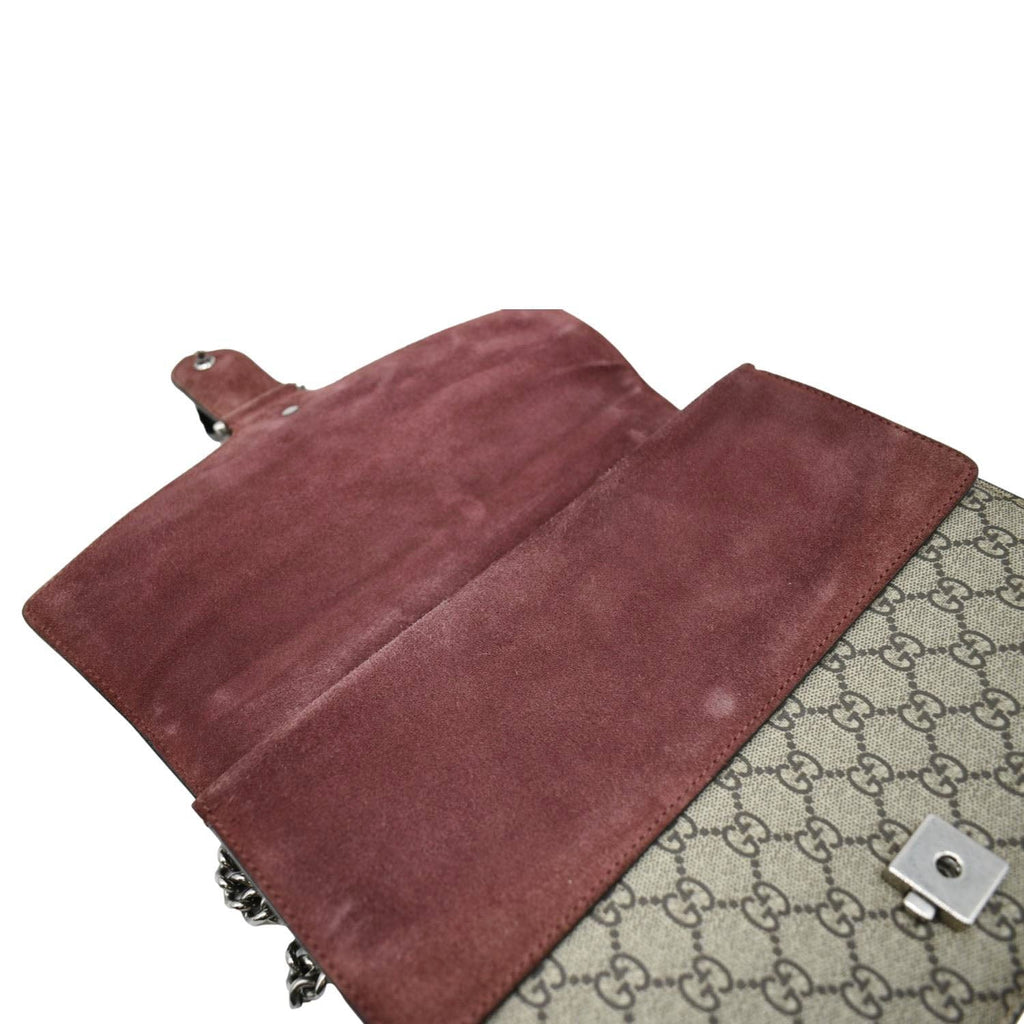GUCCI Dionysus Medium Blooms Gucci Supreme Canvas Chain Shoulder Bag Beige 400235