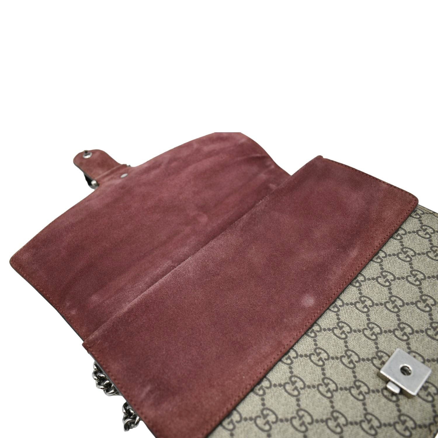 GUCCI Dionysus Medium Blooms Gucci Supreme Canvas Chain Shoulder Bag Beige 400235