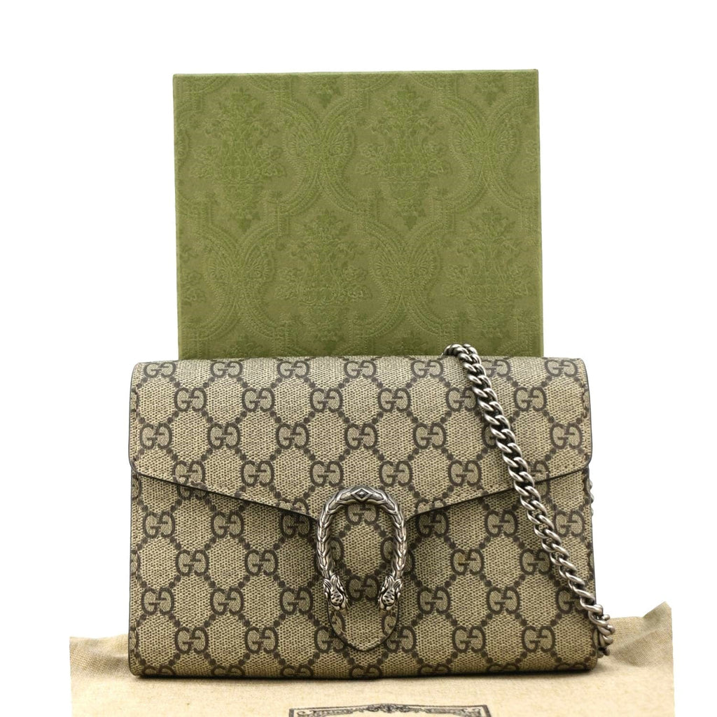 GUCCI Dionysus Gucci Supreme Canvas Chain Wallet Crossbody Bag Beige 401231