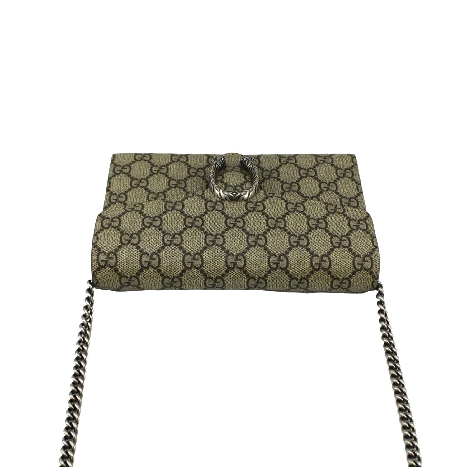 GUCCI Dionysus Gucci Supreme Canvas Chain Wallet Crossbody Bag Beige 401231