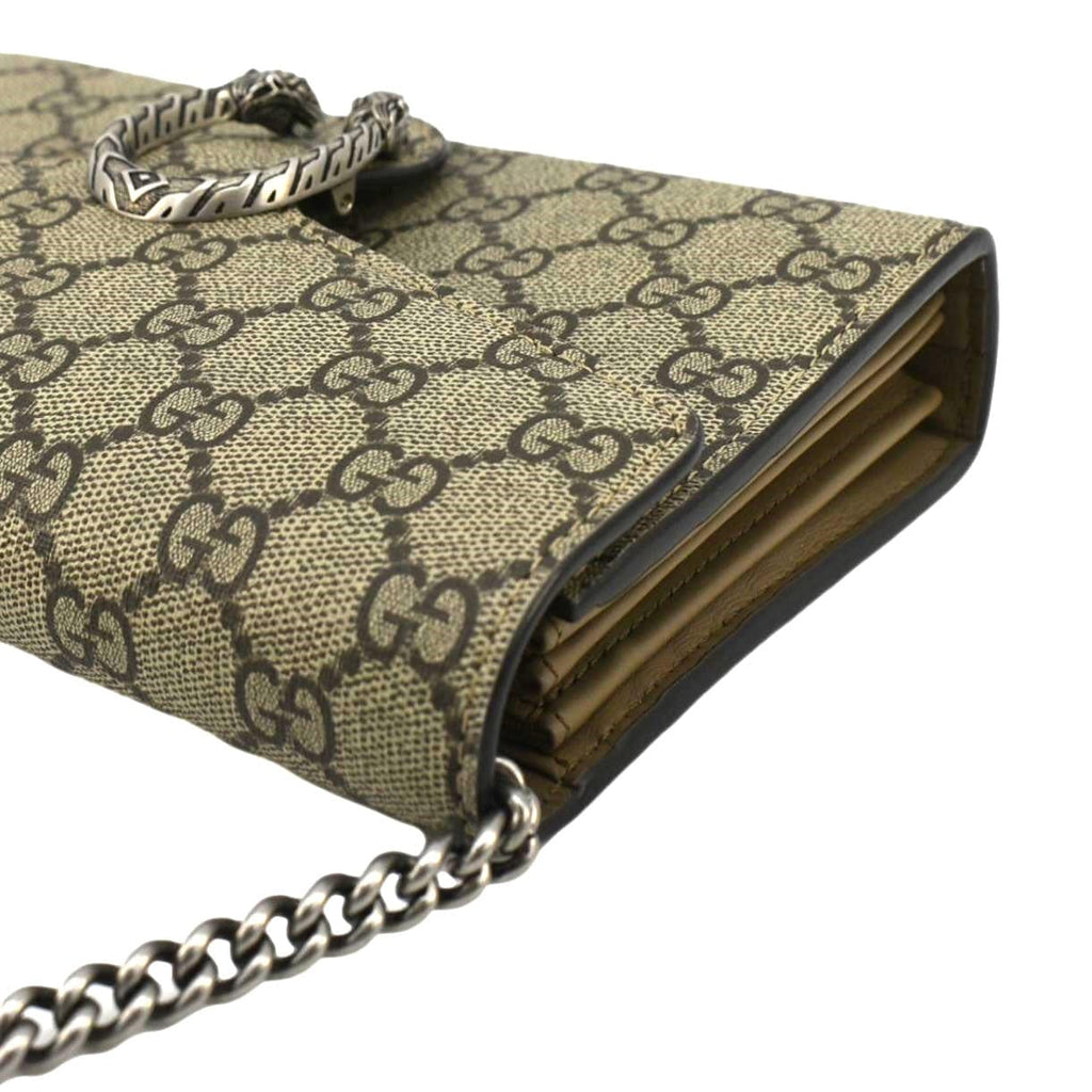 GUCCI Dionysus Gucci Supreme Canvas Chain Wallet Crossbody Bag Beige 401231