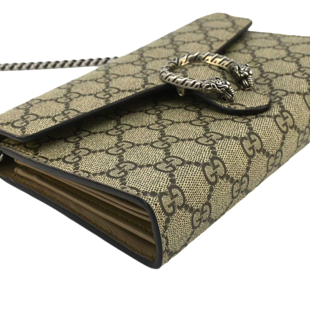 GUCCI Dionysus Gucci Supreme Canvas Chain Wallet Crossbody Bag Beige 401231