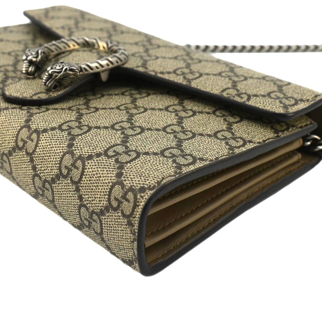 GUCCI Dionysus Gucci Supreme Canvas Chain Wallet Crossbody Bag Beige 401231