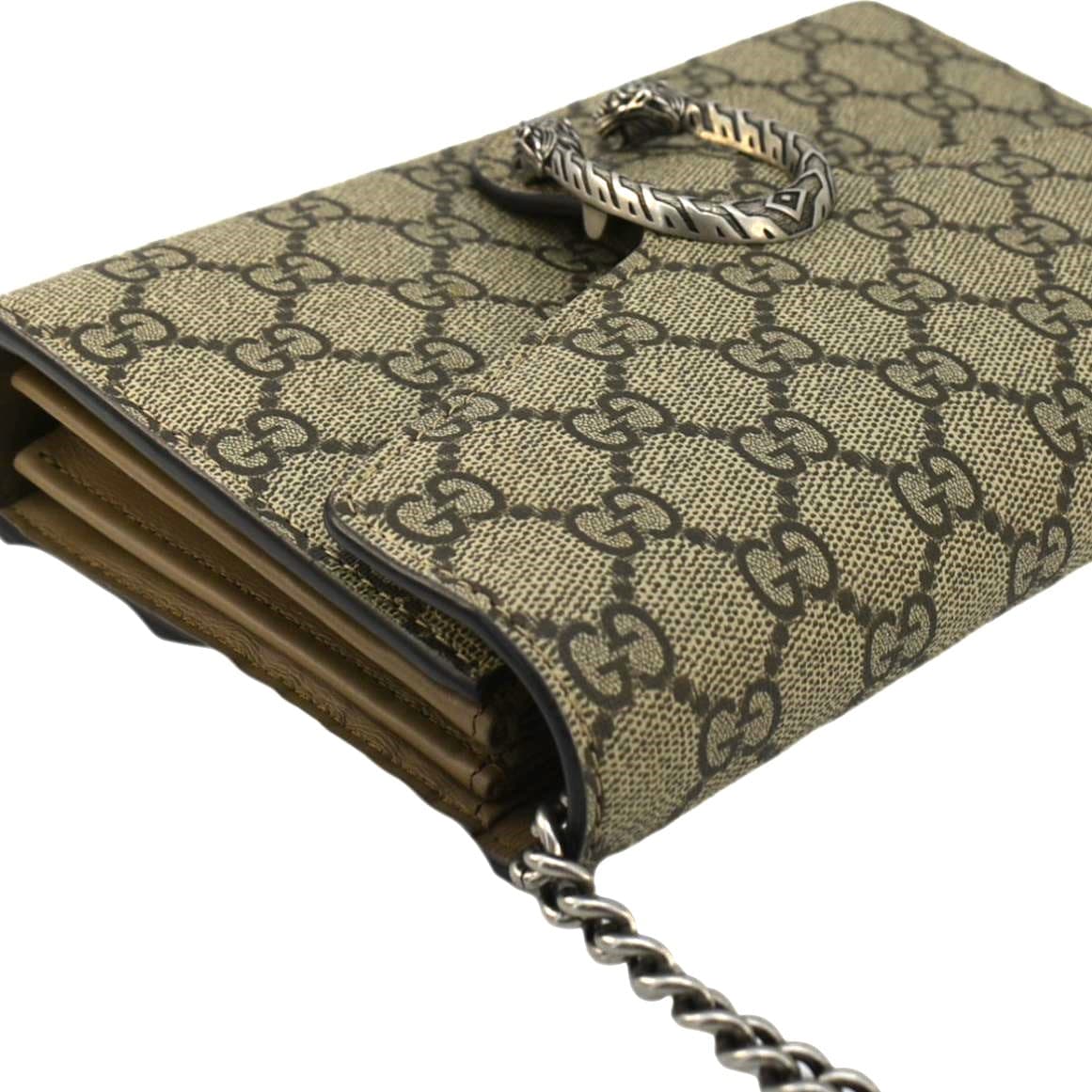 GUCCI Dionysus Gucci Supreme Canvas Chain Wallet Crossbody Bag Beige 401231