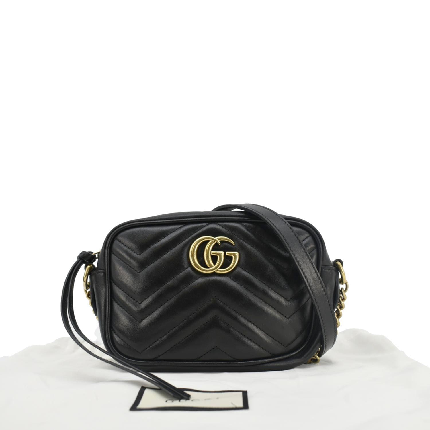 GUCCI Gucci Marmont Mini Matelasse Leather Crossbody Bag Black 448065