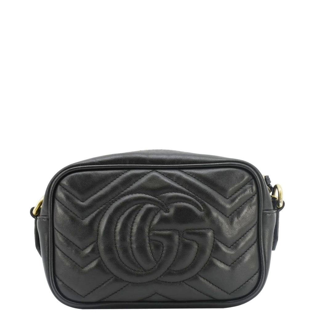 GUCCI Gucci Marmont Mini Matelasse Leather Crossbody Bag Black 448065