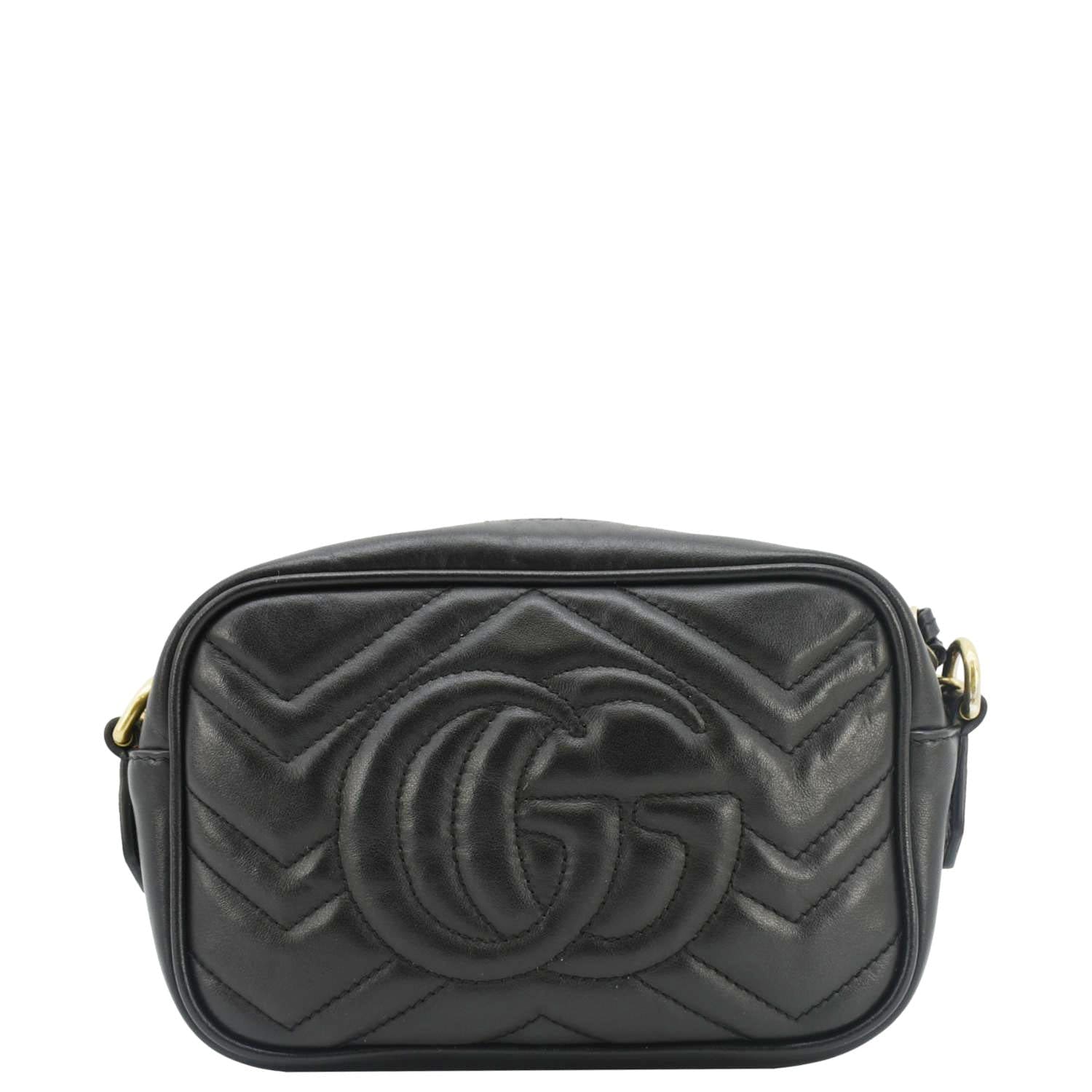 GUCCI Gucci Marmont Mini Matelasse Leather Crossbody Bag Black 448065