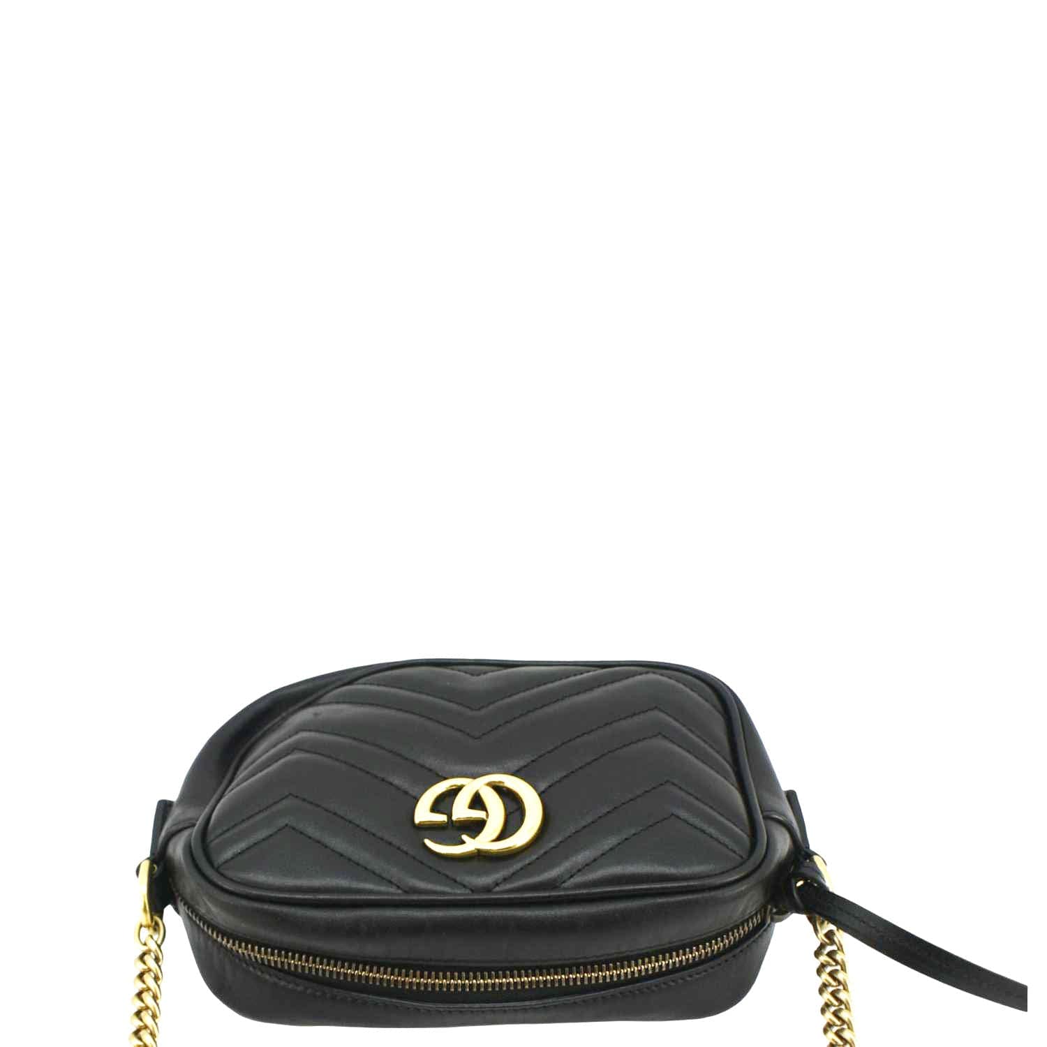 GUCCI Gucci Marmont Mini Matelasse Leather Crossbody Bag Black 448065
