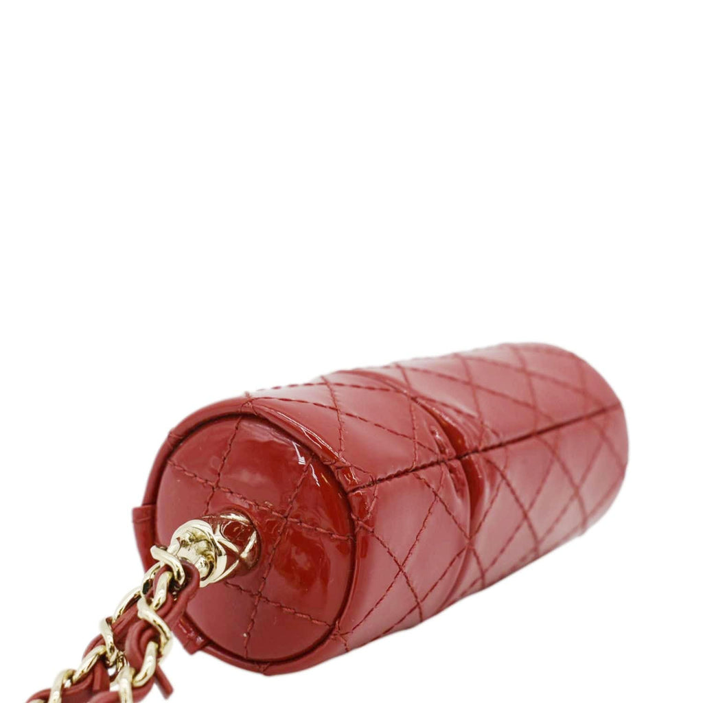 Chanel CC Allure Patent Leather Chain Lipstick Case Red