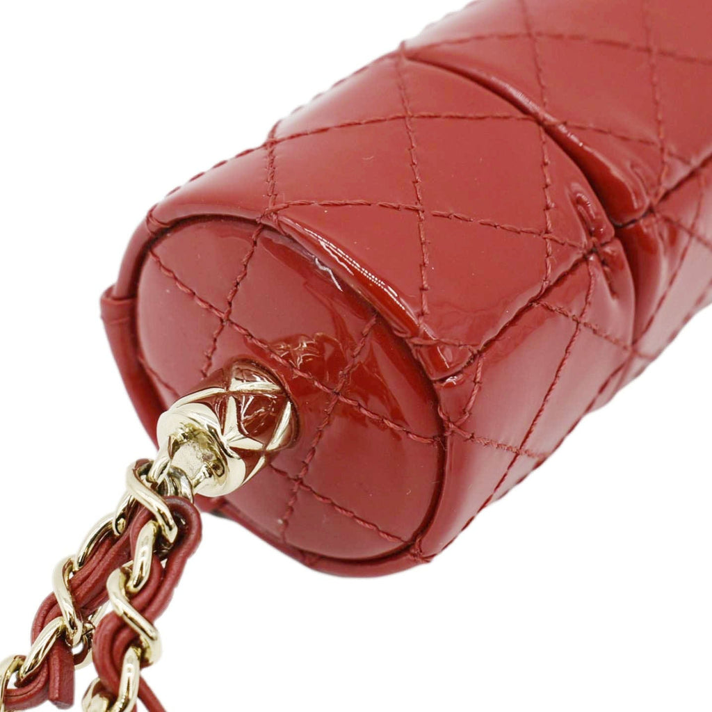 Chanel CC Allure Patent Leather Chain Lipstick Case Red
