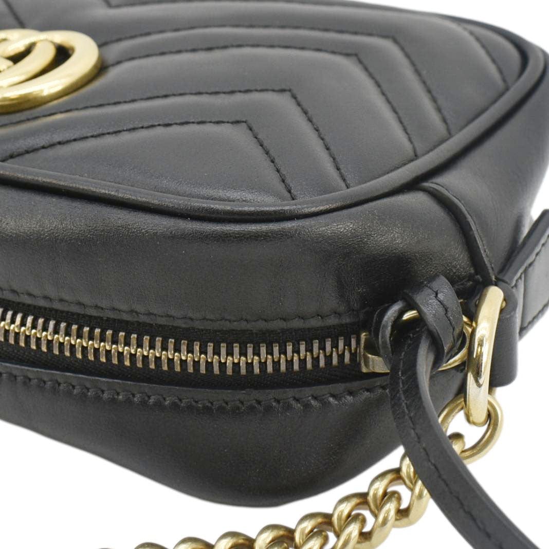 GUCCI Gucci Marmont Mini Matelasse Leather Crossbody Bag Black 448065