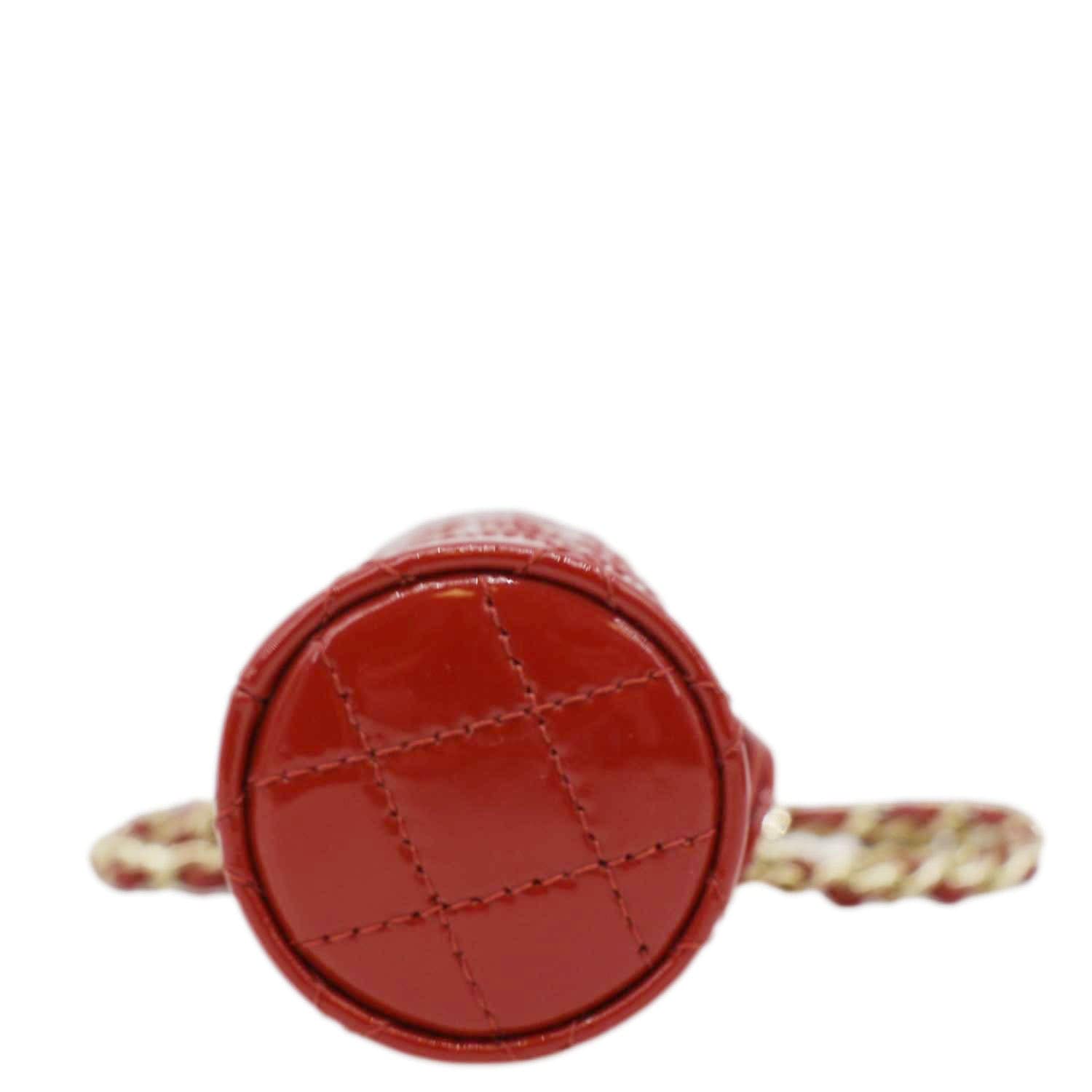 Chanel CC Allure Patent Leather Chain Lipstick Case Red