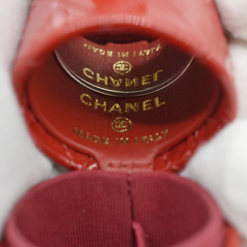 Chanel CC Allure Patent Leather Chain Lipstick Case Red