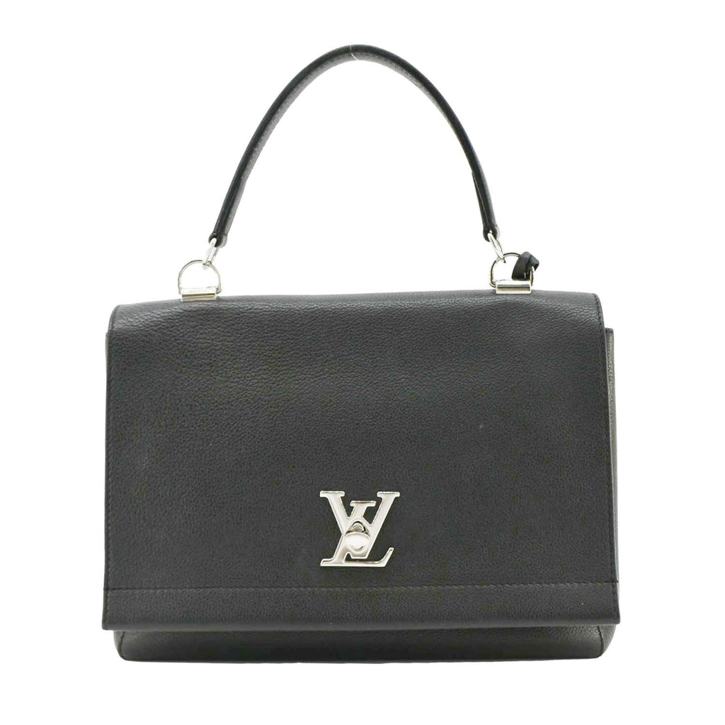 LOUIS VUITTON Lockme II Calfskin Leather Shoulder Bag Black