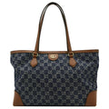 GUCCI Ophidia Gucci Medium Jacquard Denim Tote Bag Navy Blue