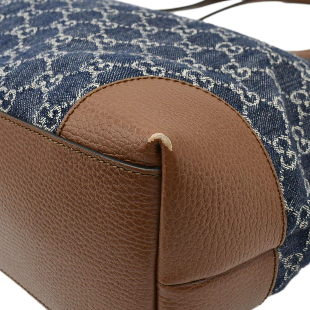 GUCCI Ophidia Gucci Medium Jacquard Denim Tote Bag Navy Blue