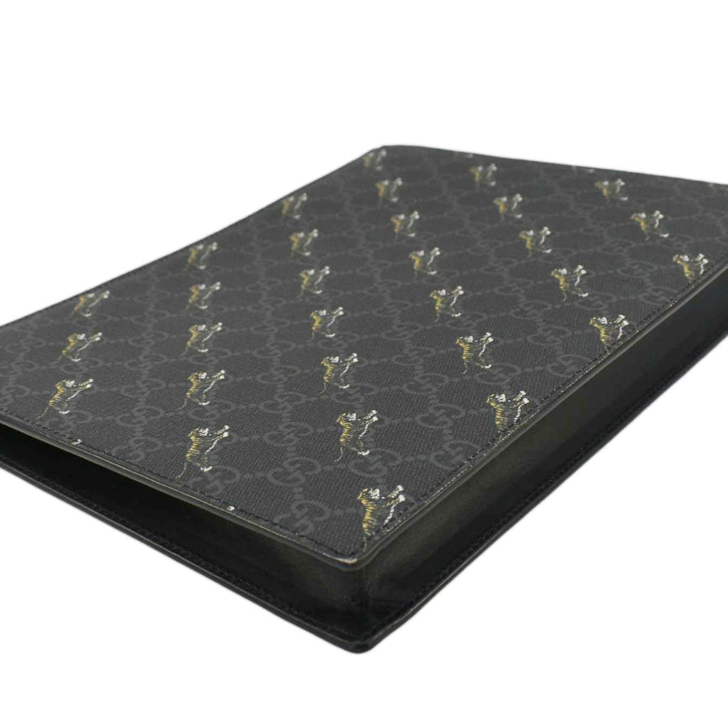 GUCCI Tiger Print Gucci Supreme Canvas Clutch Bag Black 575136