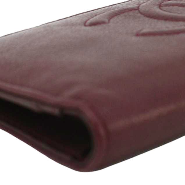 Chanel CC Timeless Caviar Leather Bifold Wallet Maroon