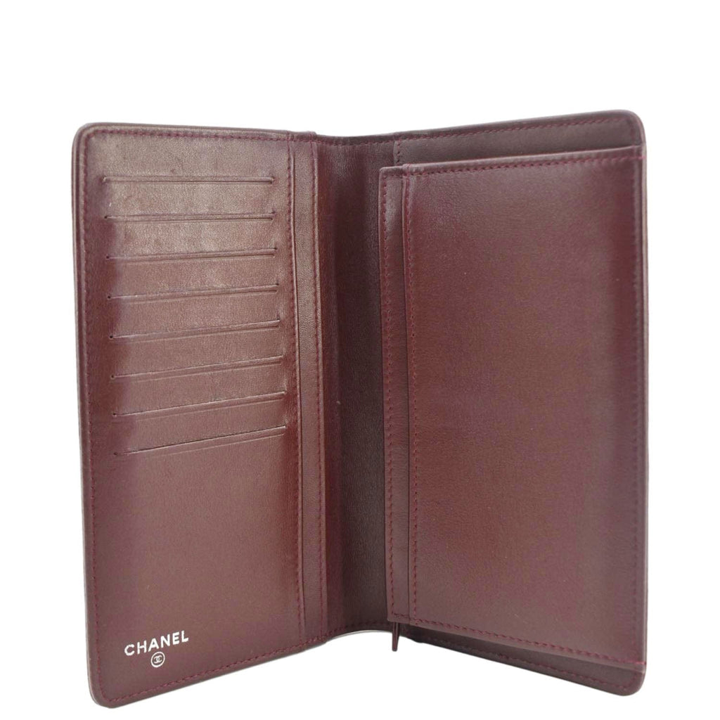 Chanel CC Timeless Caviar Leather Bifold Wallet Maroon