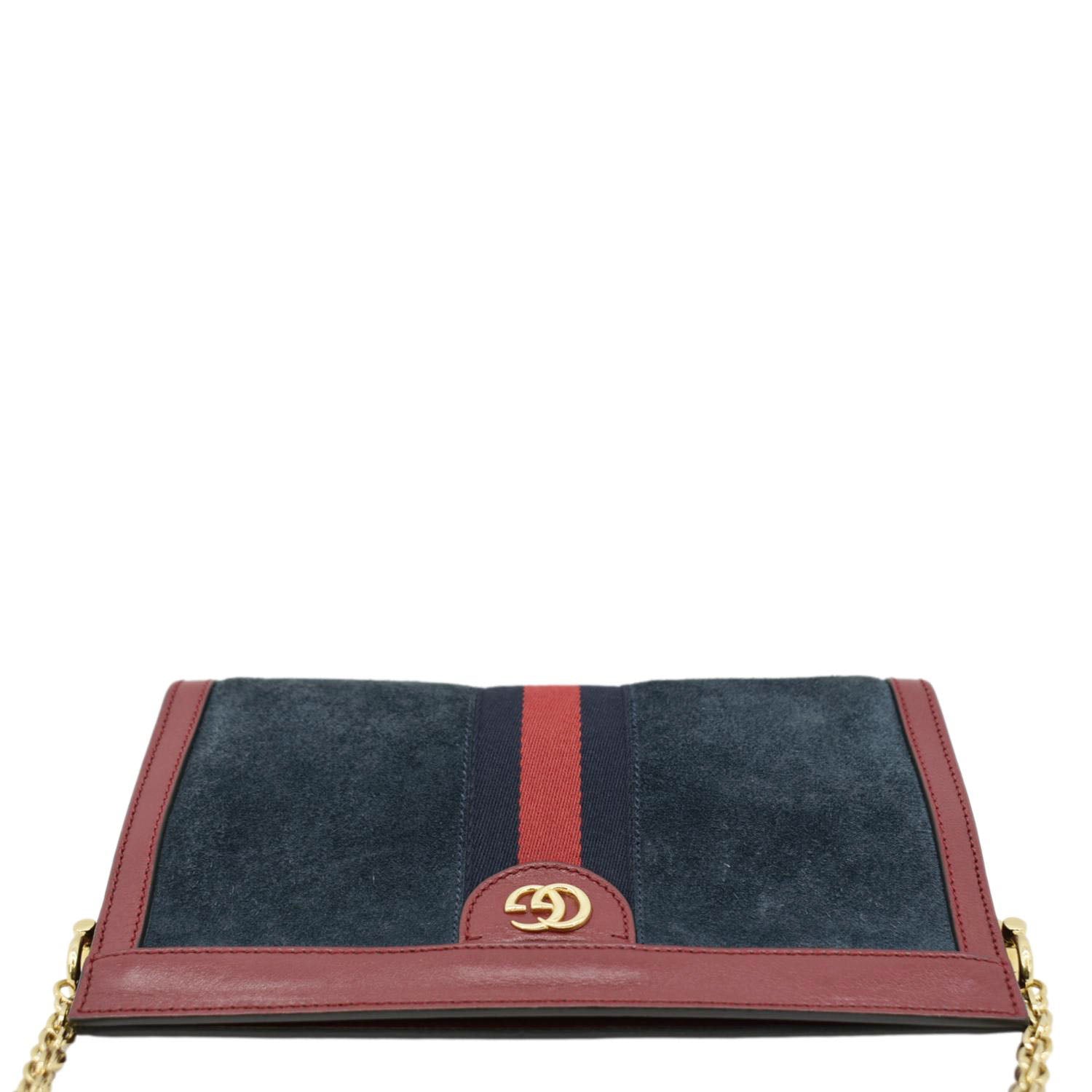 GUCCI Ophidia Small Suede Chain Shoulder Bag Denim Blue 503877