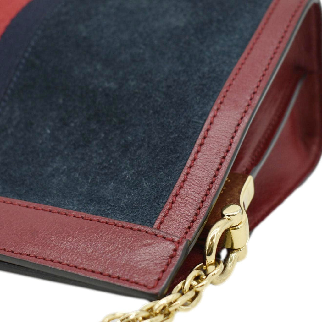 GUCCI Ophidia Small Suede Chain Shoulder Bag Denim Blue 503877