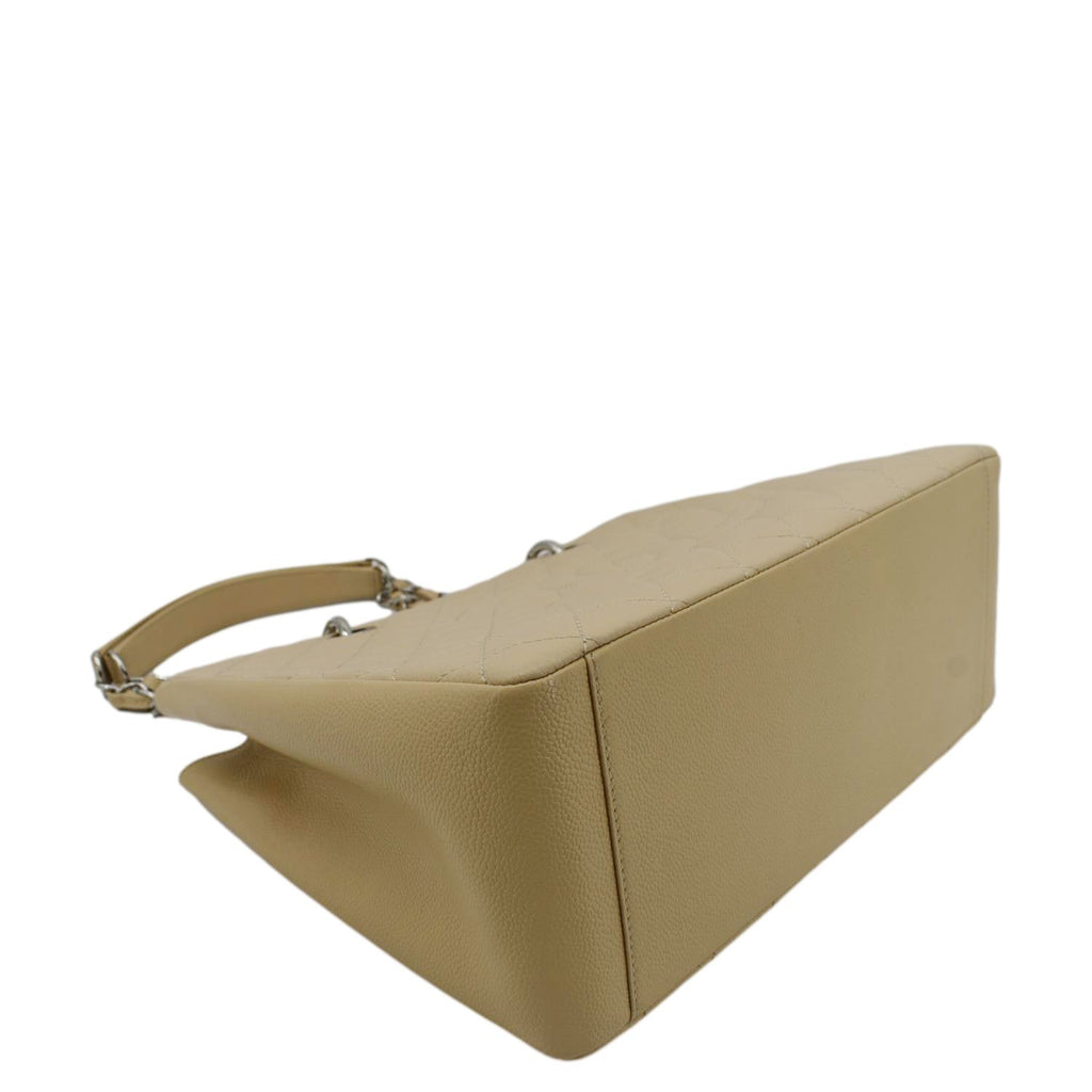 Chanel Grand Shopping Quilted Caviar Leather GST Tote Bag Beige