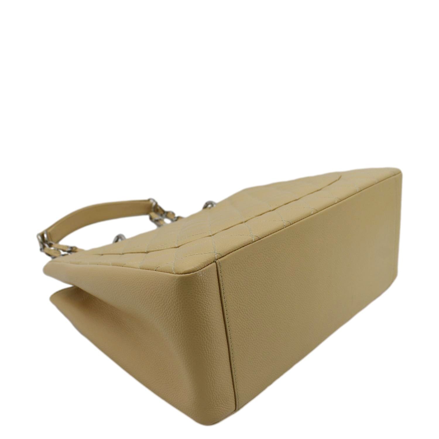 Chanel Grand Shopping Quilted Caviar Leather GST Tote Bag Beige